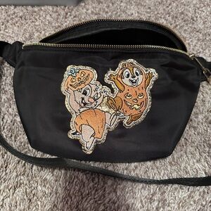 Black Fanny Pack with Cartoon Patch